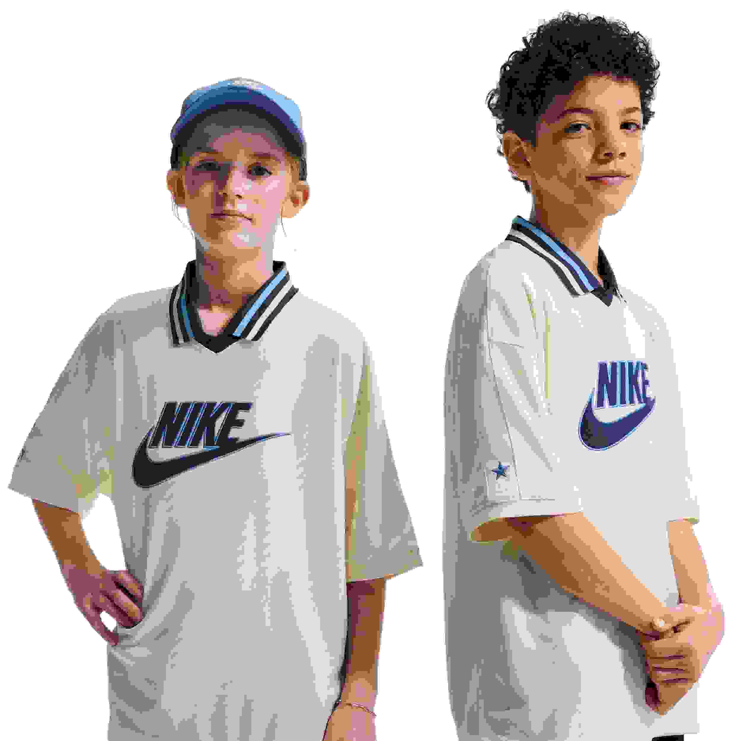 Nike Sportswear Big Kids' Beige/Navy Short Sleeve Jersey